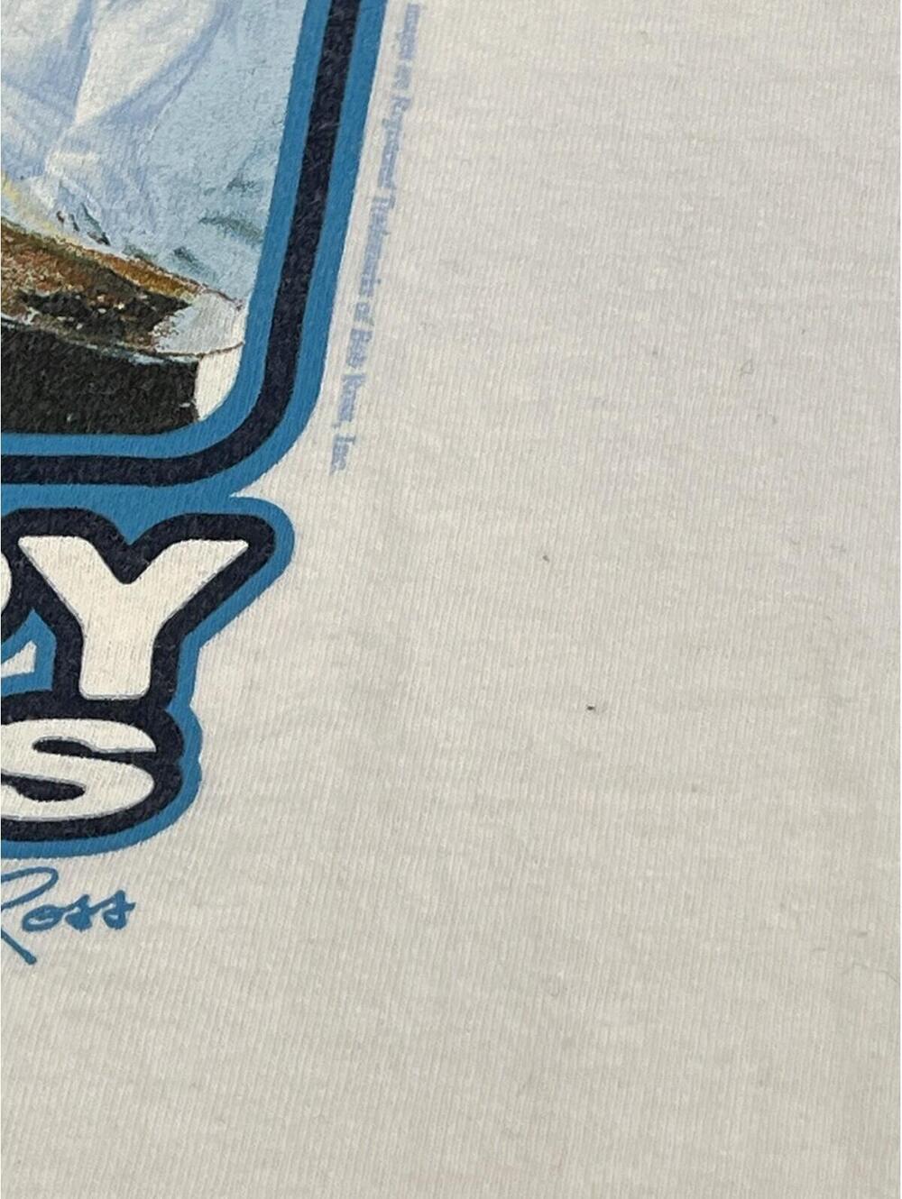 AAA VTG Y2K Bob Ross "Happy Trees" Ringer Style White T-Shirt Mens XL - Picture 3 of 11